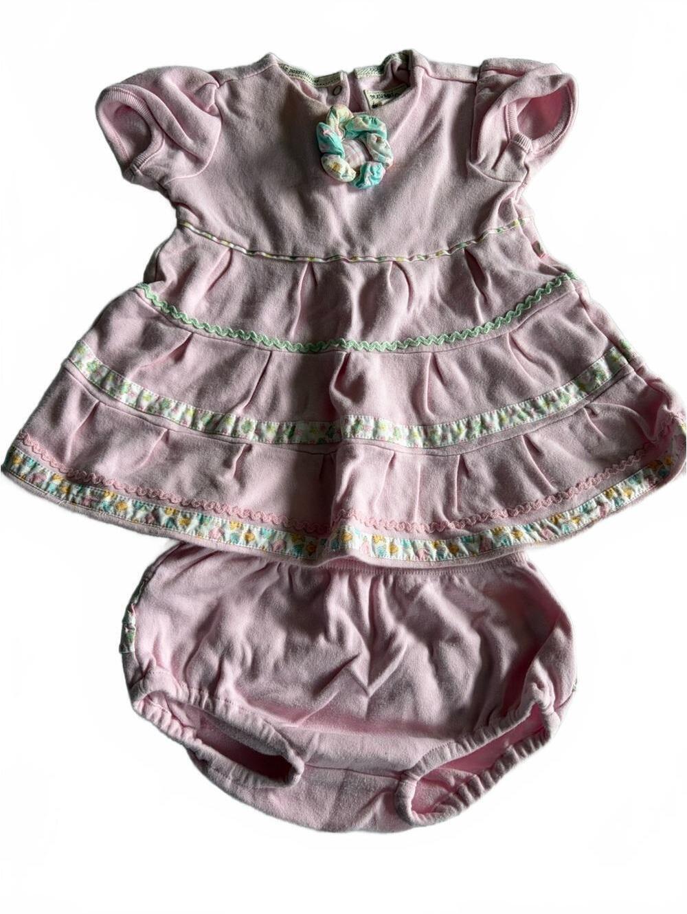 Pink Baby Ruffle Dress with Matching Diaper Cover Infant Outfit